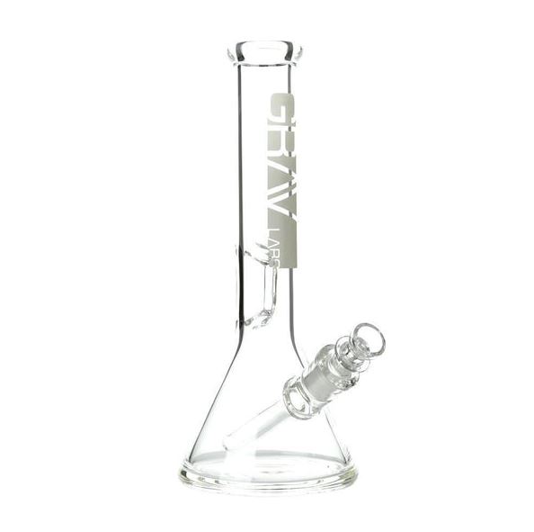 BG10563 8 Inch Beaker Bong with Fixed Downstem White Grav Labs
