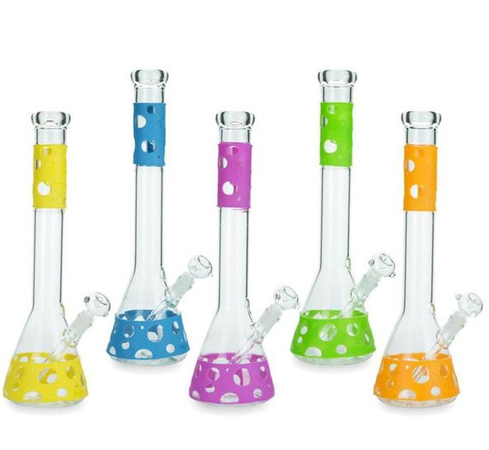 BG10967 BL Silly Skin Cylinder Bong with Silicone Skin All Near Dark