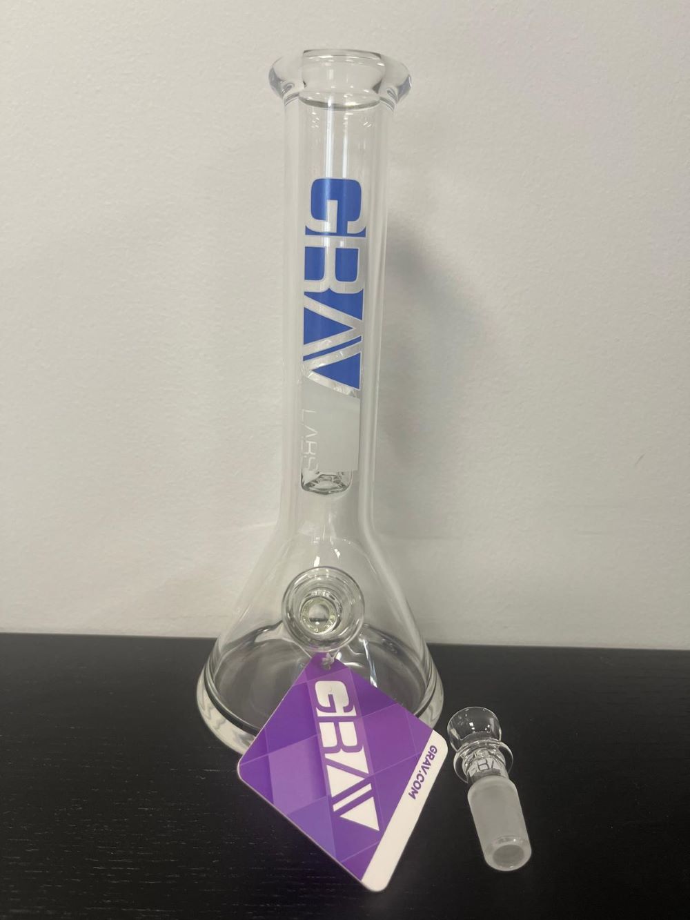 BG18379 8 Inch Beaker Bong with Fixed Downstem Blue Grav Labs