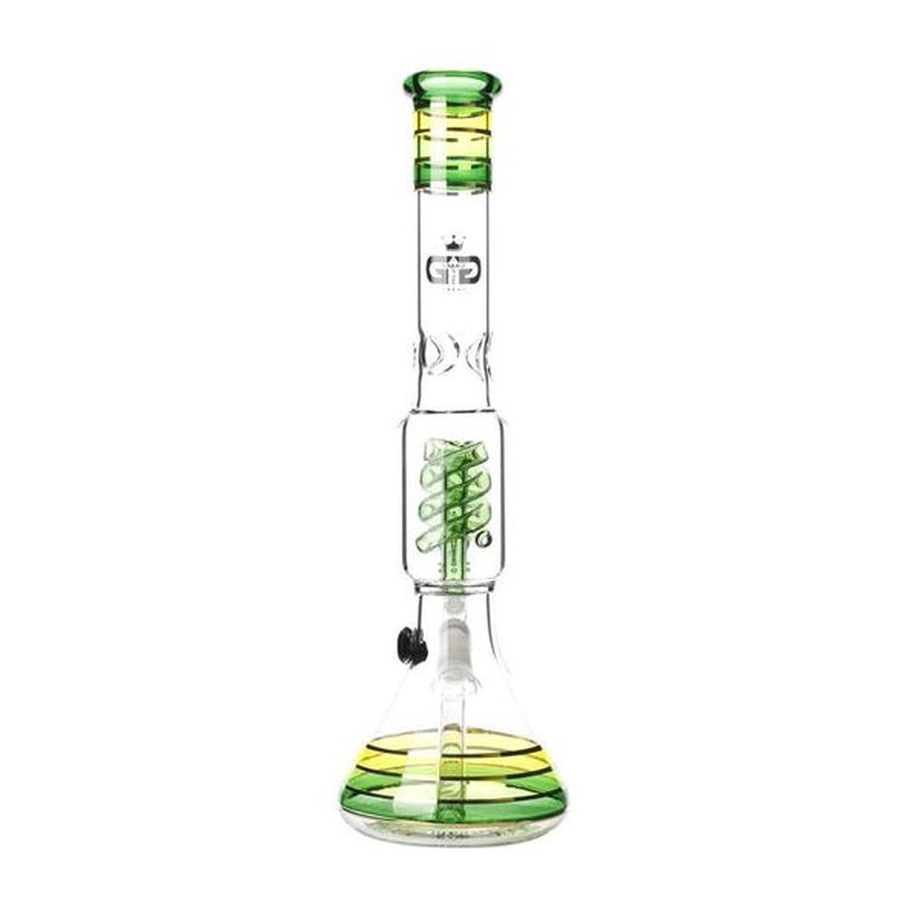 NBG734272-01 Rasta style beaker bong with coiled spiral perc Green-3