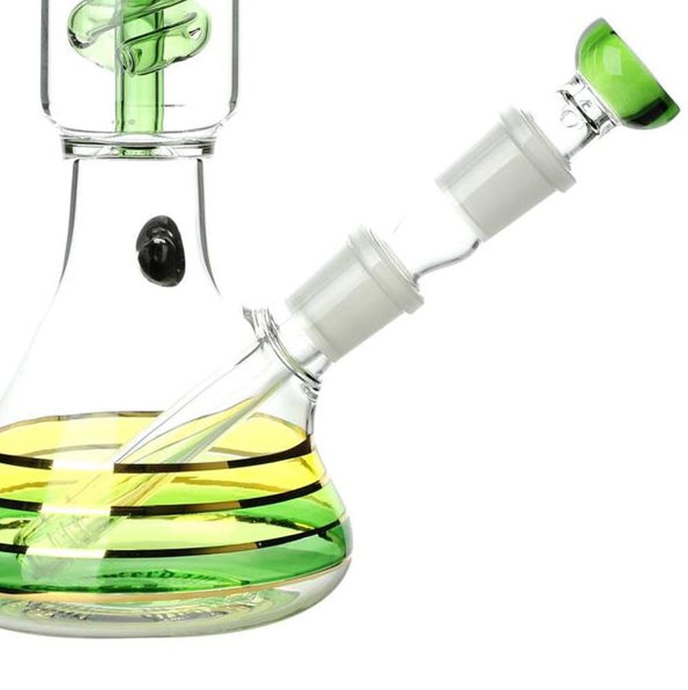 NBG734272-01 Rasta style beaker bong with coiled spiral perc Green-6