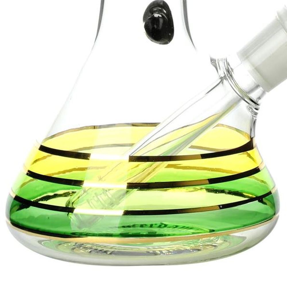 NBG734272-01 Rasta style beaker bong with coiled spiral perc Green-7