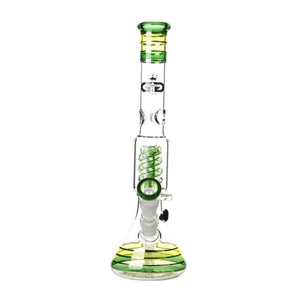 NBG734272-01 Rasta style beaker bong with coiled spiral perc Green