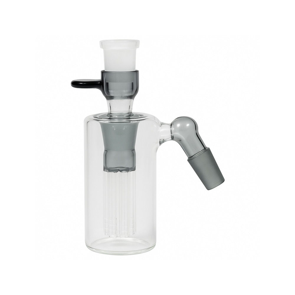 Blaze Glass grey cylinder pre-cooler with 6-arm tree perc, coloured glass joints and 18.8mm female top joint