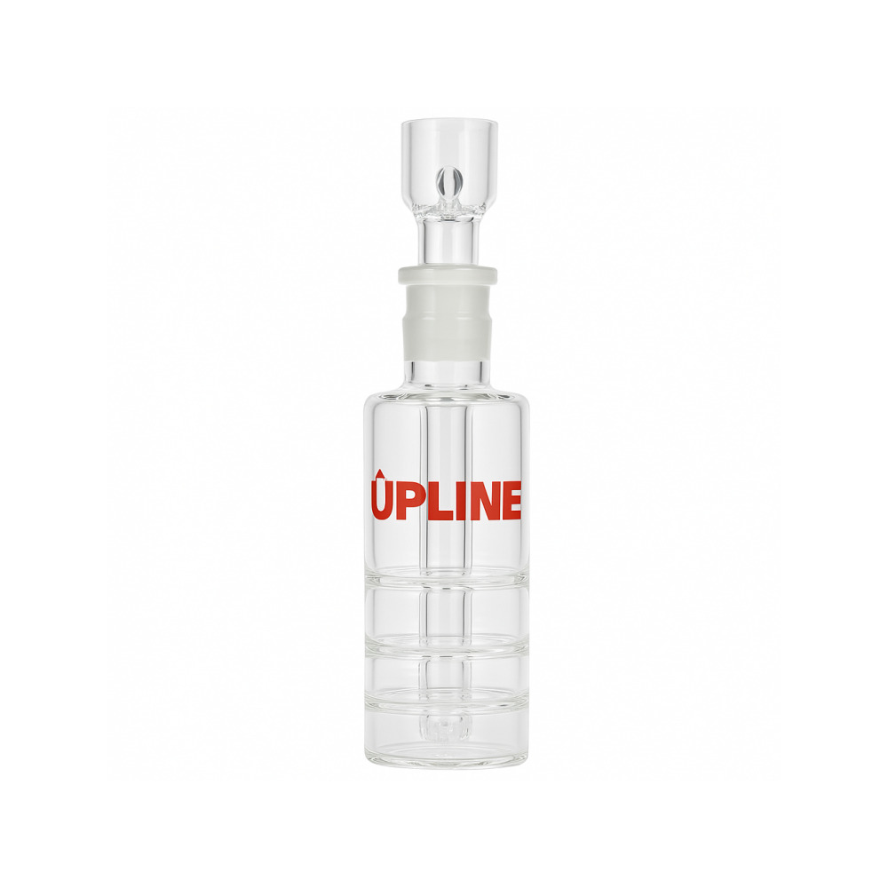 Close-up of the Grav Labs Upline Ash Catcher Red showing the 14mm 45-degree borosilicate glass joint