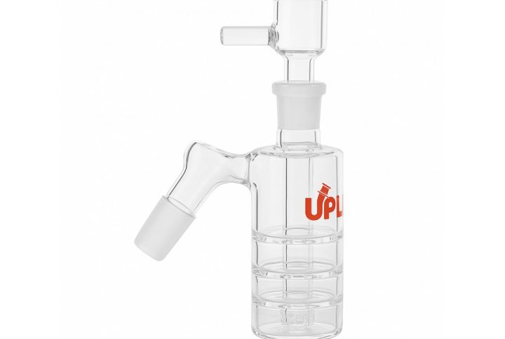 Grav Labs 6 inch Upline Ash Catcher 45 degree angle in Red colourway on white background