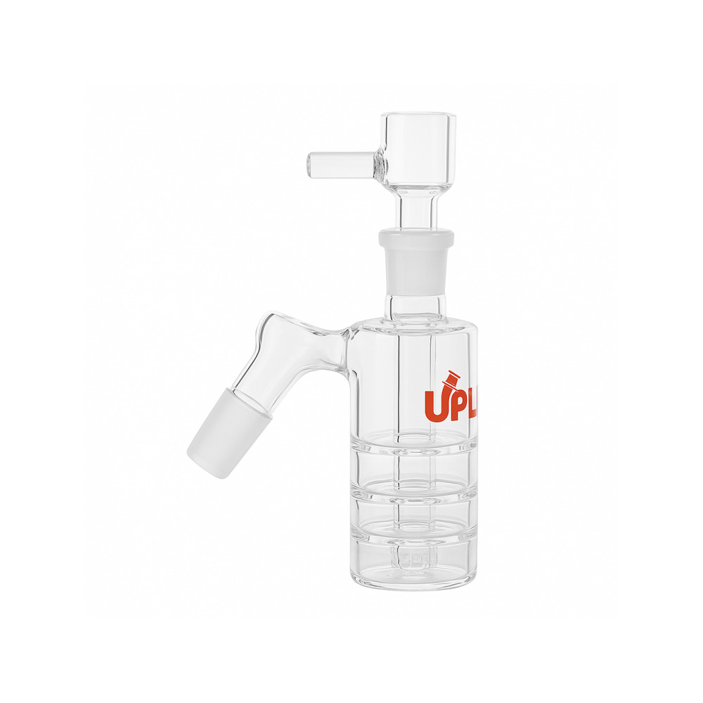 Grav Labs 6 inch Upline Ash Catcher 45 degree angle in Red colourway on white background