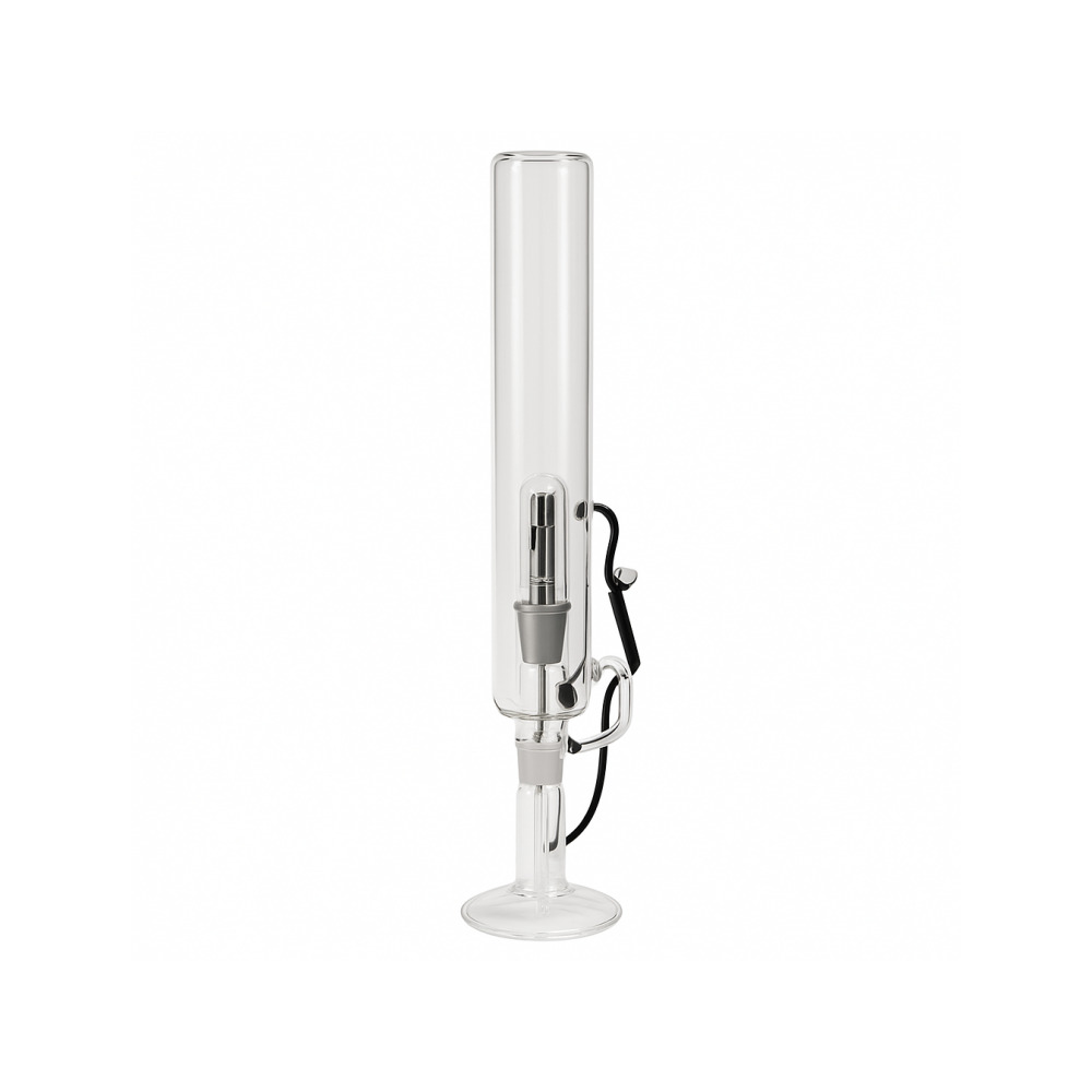 Close-up of the Herborizer Tube 5mm borosilicate glass body and 5cm tube diameter detail
