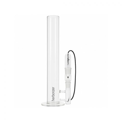Herborizer Tube desktop vaporiser 45cm full borosilicate glass standing upright on white background