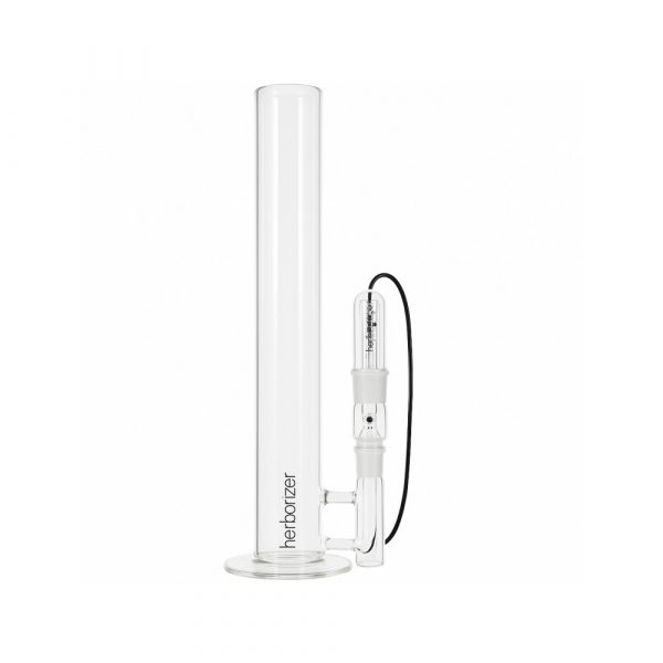 Herborizer Tube desktop vaporiser 45cm full borosilicate glass standing upright on white background
