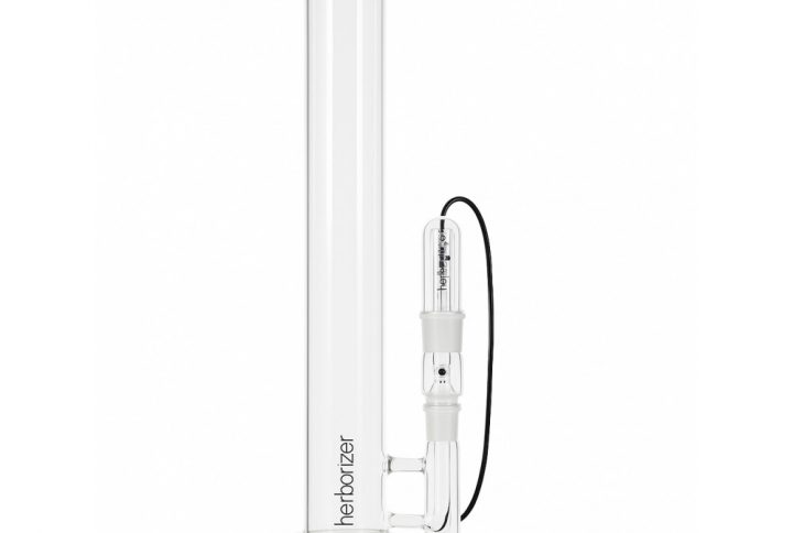 Herborizer Tube desktop vaporiser 45cm full borosilicate glass standing upright on white background
