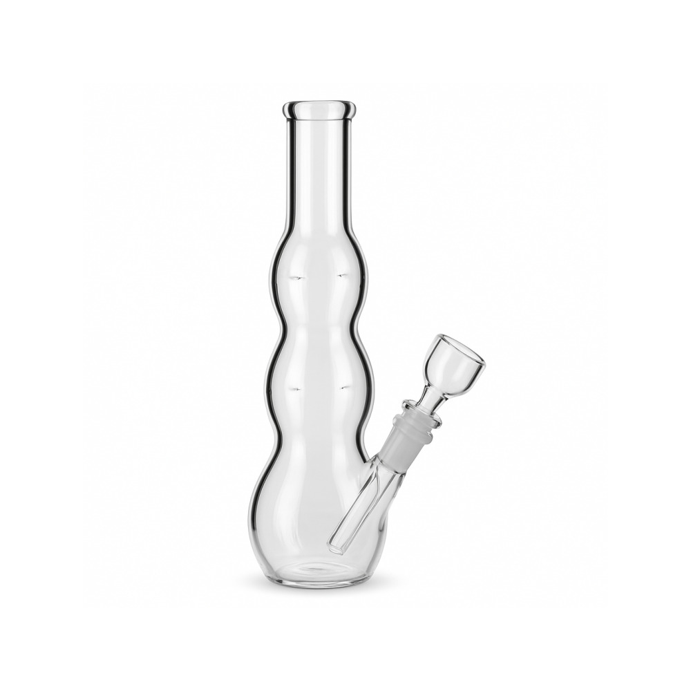 Hurricane DTI600 bi-turbo bong showing the three glass feet and front-facing carb hole