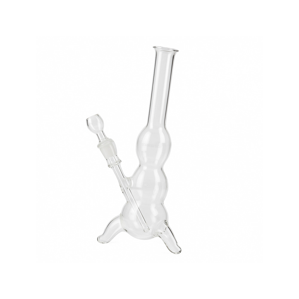 Hurricane DTI600 Bi-Turbo Clear OM bong with OM symbol artwork on clear borosilicate glass