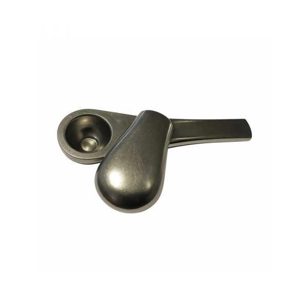Nickel n Dime Journey Pipe Silver shown open displaying the three-part zinc alloy construction and magnetic lid