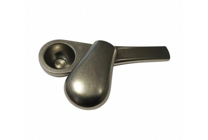 Nickel n Dime Journey Pipe Silver shown open displaying the three-part zinc alloy construction and magnetic lid