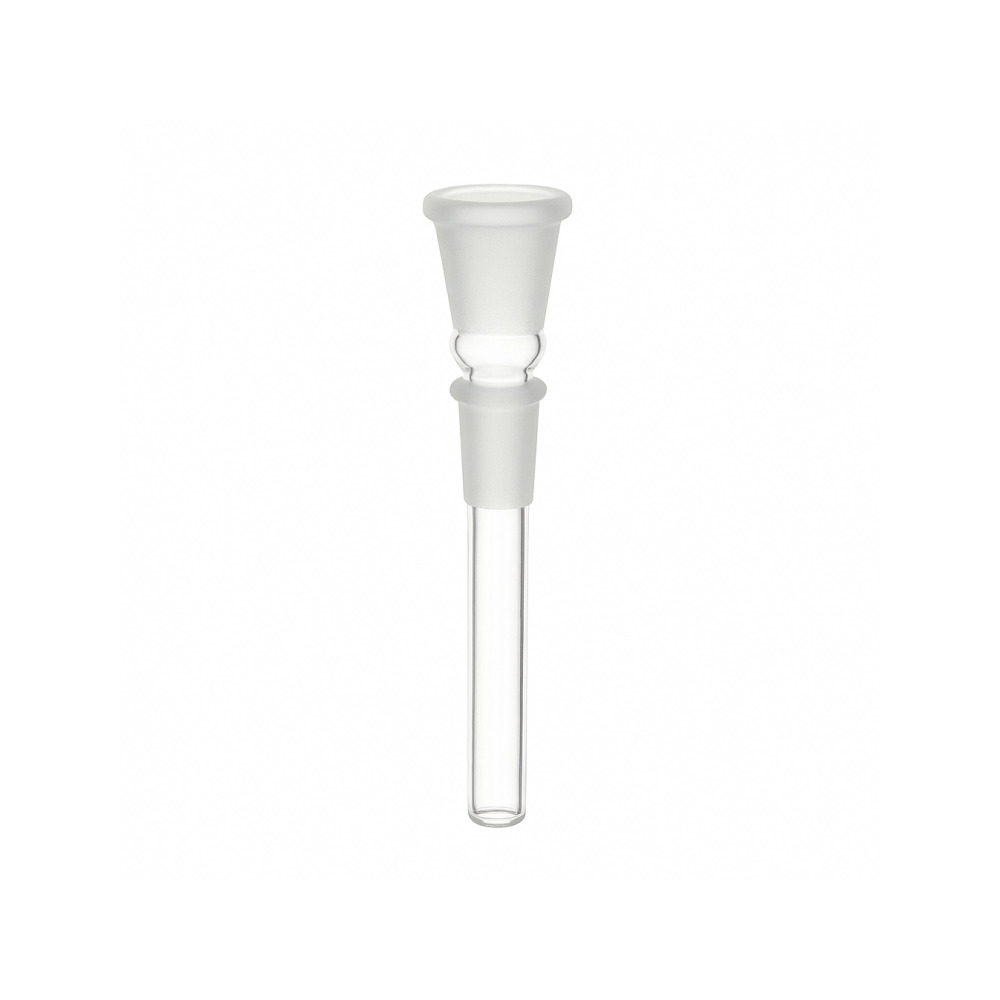 Namaste sandblasted glass bong in use position showing reclining angle