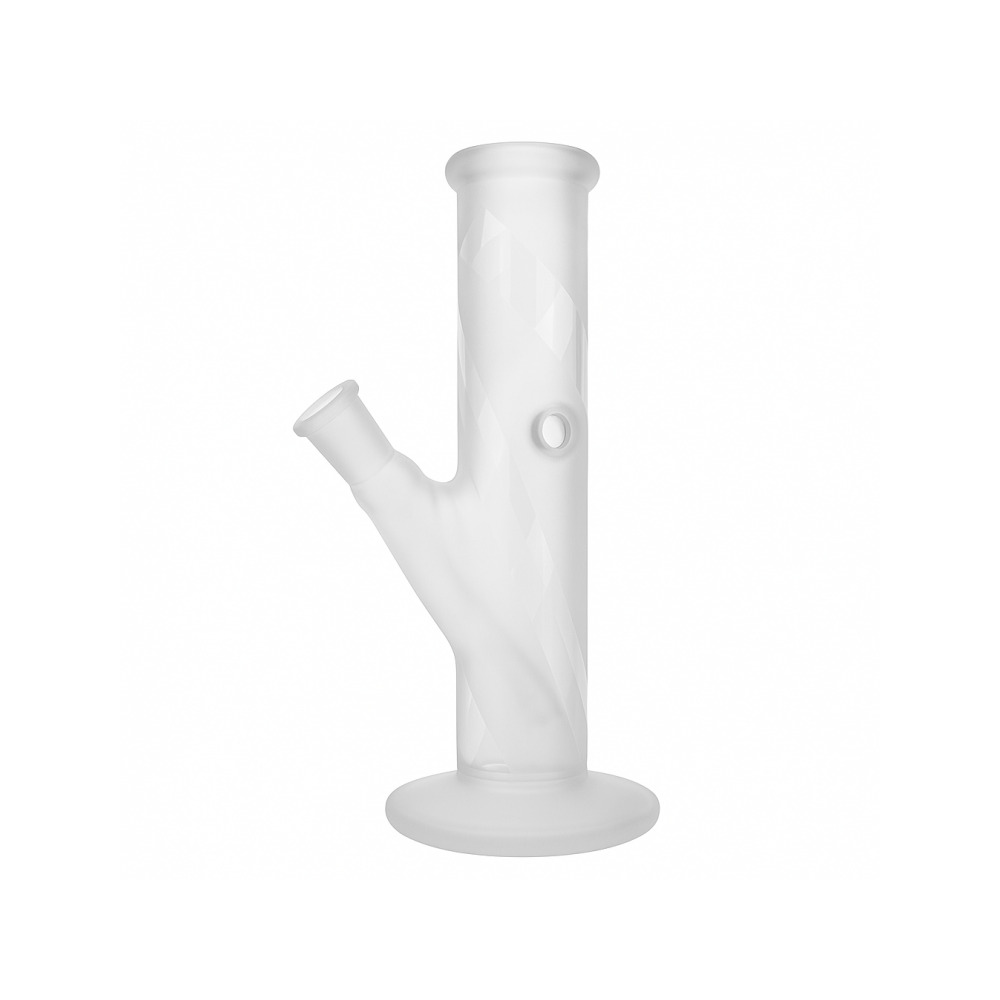 Top-down view of mouthpiece on sandblasted recliner bong