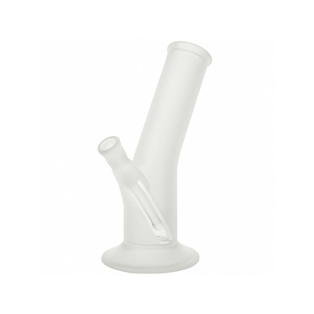 Angled view highlighting the reclining shaft design of the glass bong
