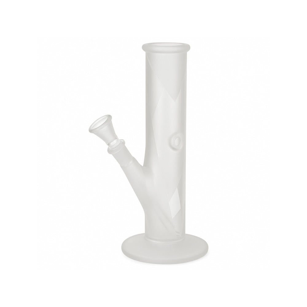 Base and water chamber of the Namaste sandblasted glass bong