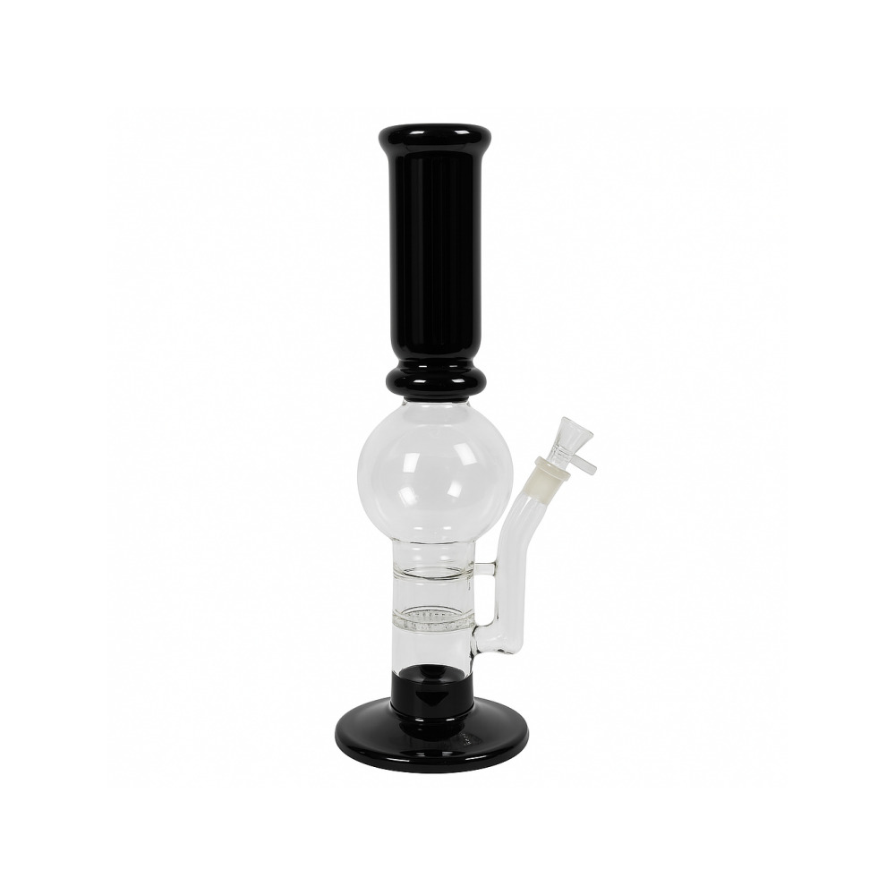 Close-up of black glass WS-Line logo band on Weed Star Popeye bong