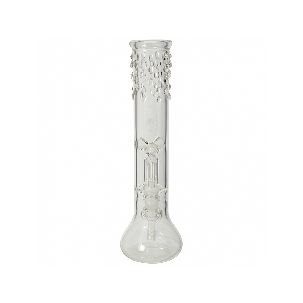 Close-up of the dual 5-arm tree percolators inside the WeedStar Messias Illusion Ice bong