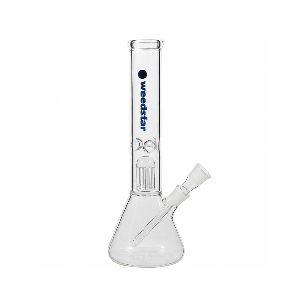 WeedStar Messias Illusion Ice 5mm bong shown from a 45-degree angle highlighting full height