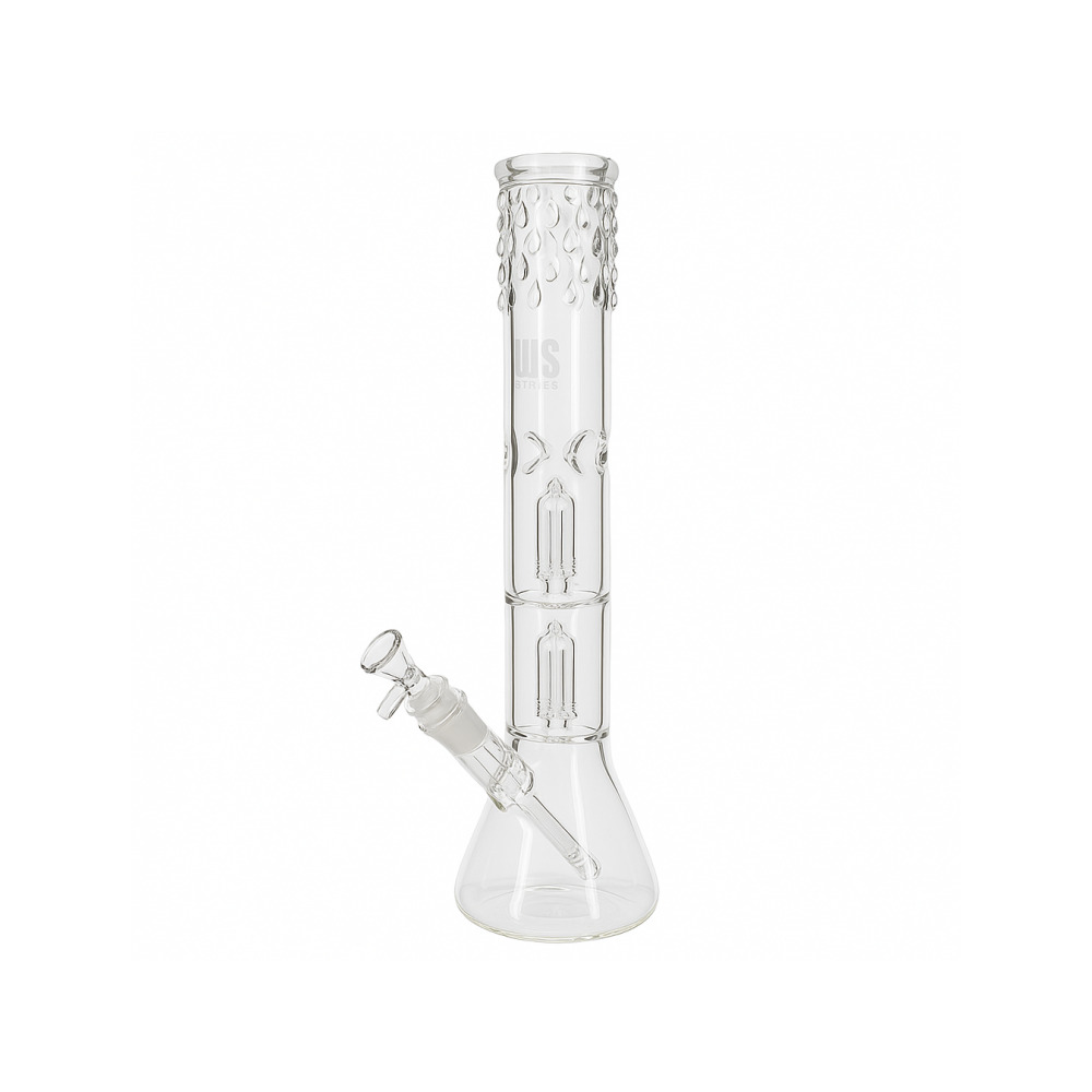 WeedStar Messias Illusion Ice 5mm double tree perc bong full view on white background