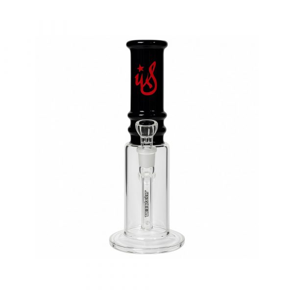 WeedStar Steamboat straight tube stemless bong in opaque black glass full view