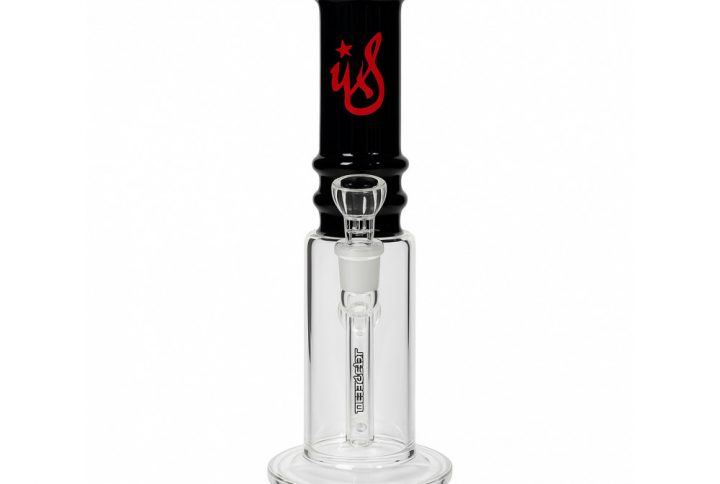 WeedStar Steamboat straight tube stemless bong in opaque black glass full view