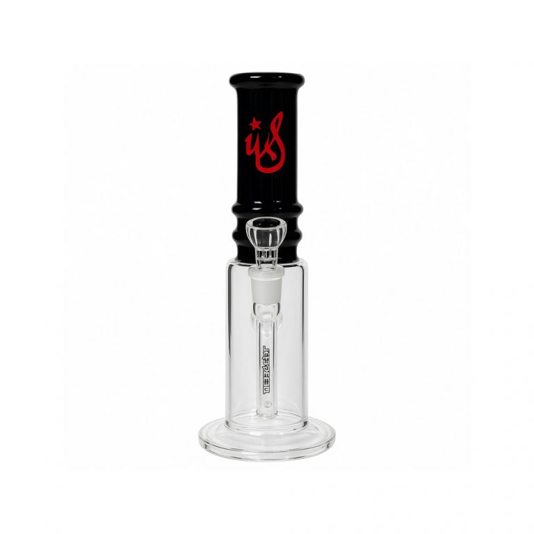 WeedStar Steamboat straight tube stemless bong in opaque black glass full view
