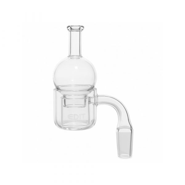 50mm XXL thermal quartz banger with globe carb cap, 45-degree 14mm male joint, EDIT Collection clear