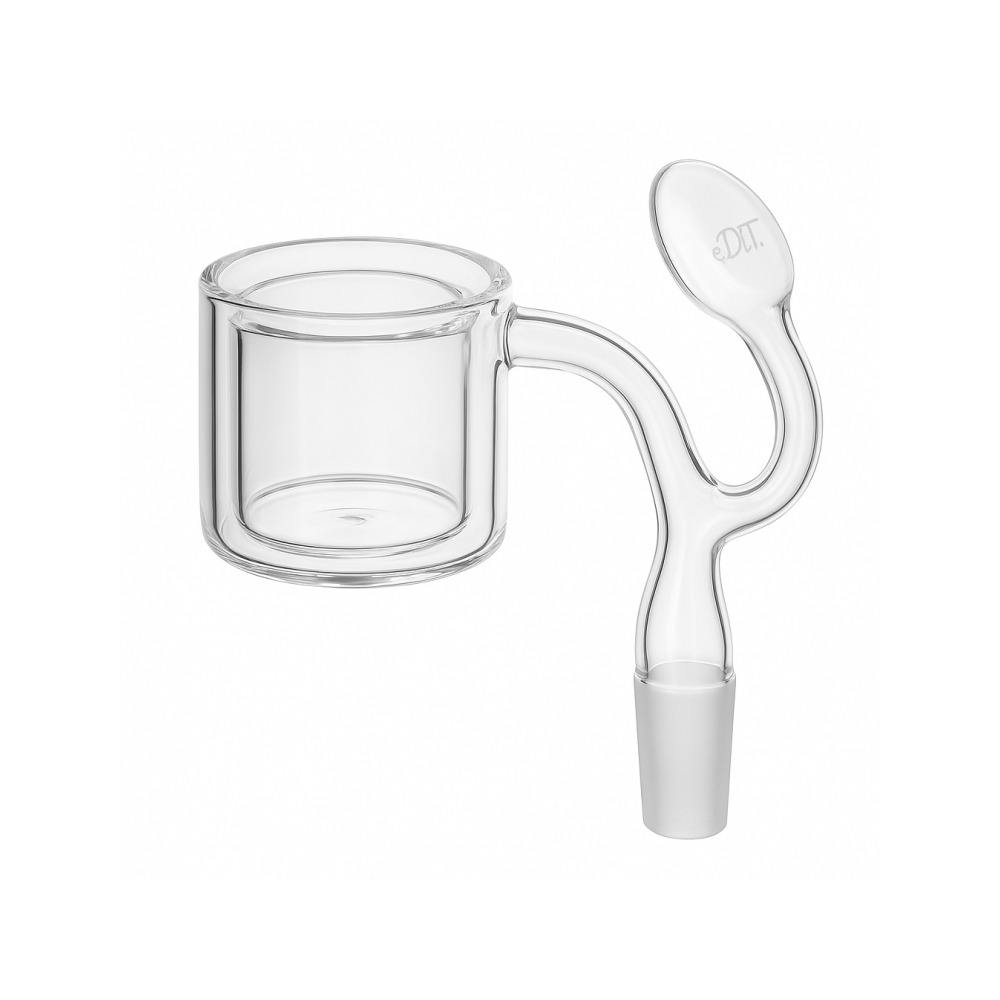 EDIT Collection clear quartz thermal banger set laid out showing banger and carb cap together