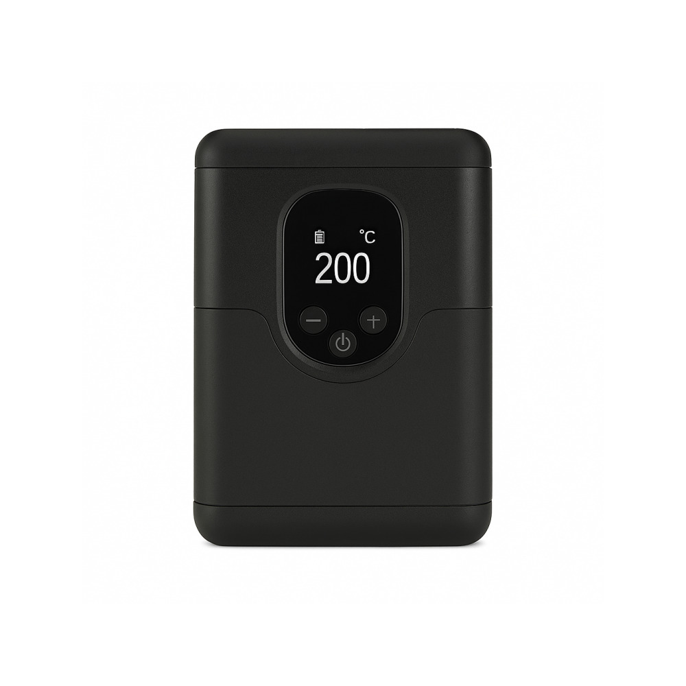 Arizer Go ArGo dry herb vaporizer UK — front view displaying OLED screen and control buttons