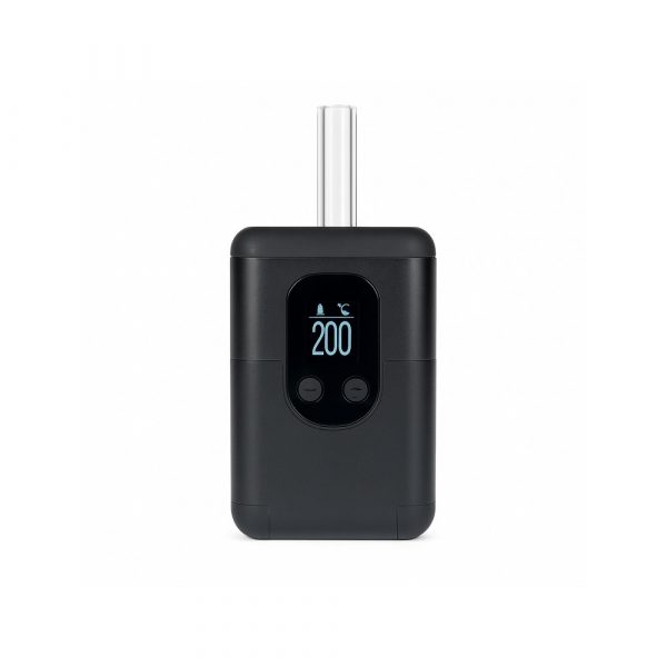 Arizer ArGo portable vaporizer in hand showing compact size and retractable mouthpiece
