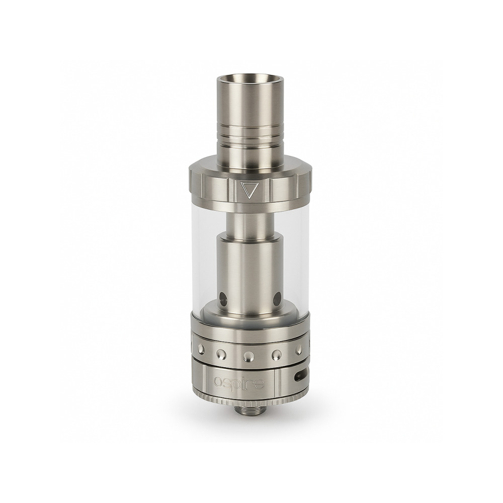 Aspire Triton V2 tank disassembled showing coils and Pyrex glass tube