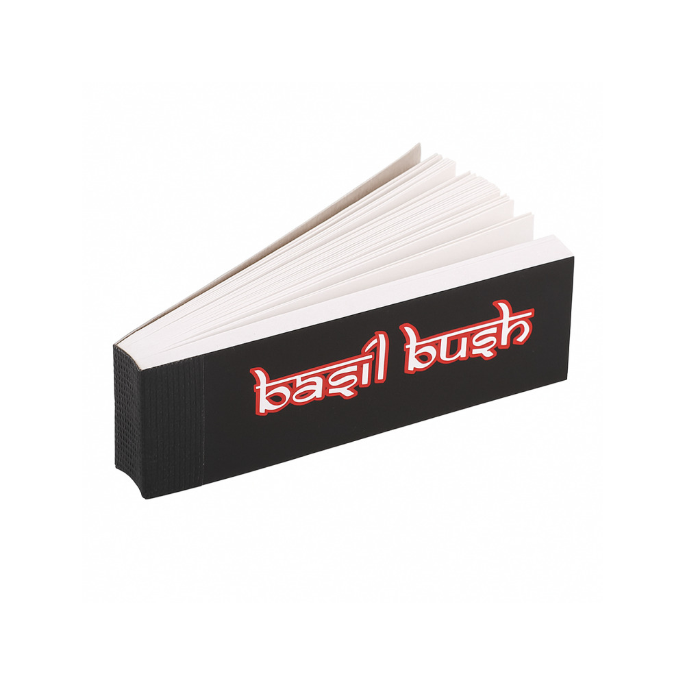 Close-up of Basil Bush regular tips booklet showing pre-cut tips ready to use