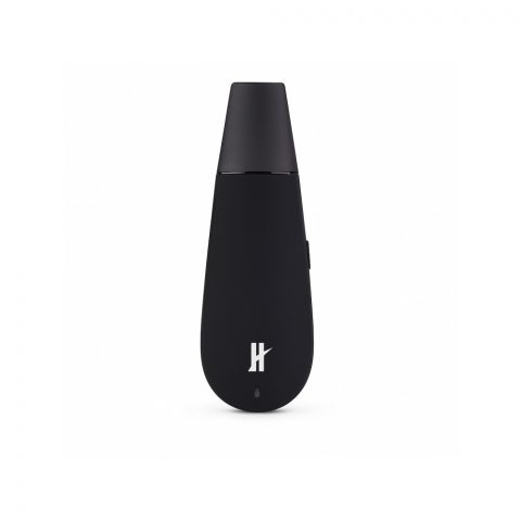 Black Mamba dry herb vaporizer with glass mouthpiece and rubber finish body shown with included accessories