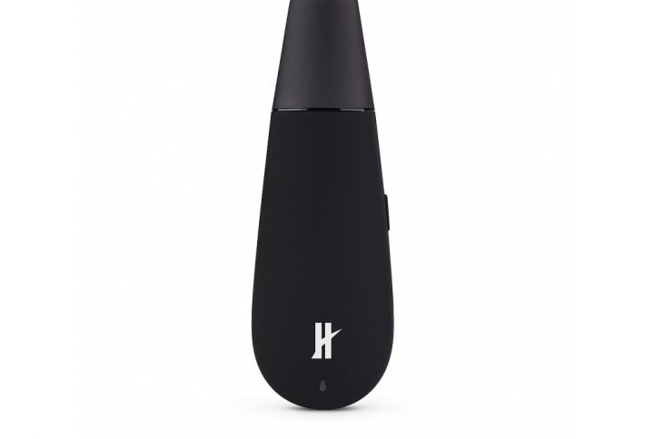 Black Mamba dry herb vaporizer with glass mouthpiece and rubber finish body shown with included accessories