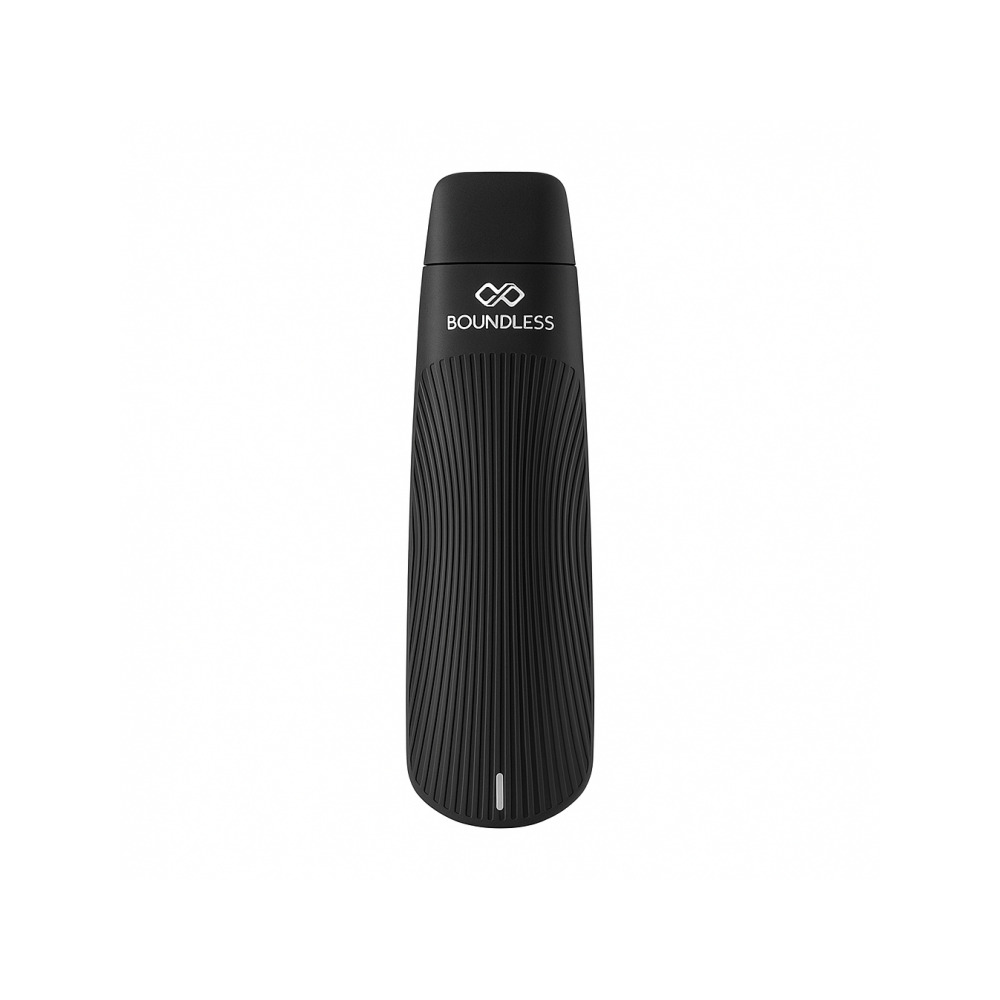 Boundless CFC compact black vaporizer size comparison showing 5 inch slim profile