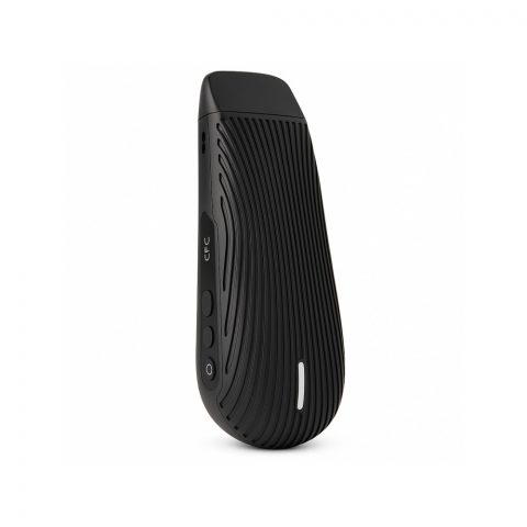 Boundless CFC portable vaporizer in black with ribbed rubber finish shown from the front