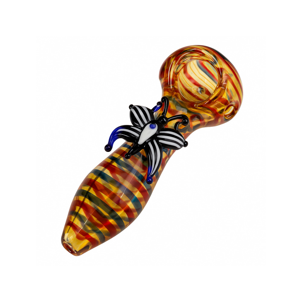 Butterfly Spoon Pipe 420 Glass measuring approximately 10cm in length on a flat surface