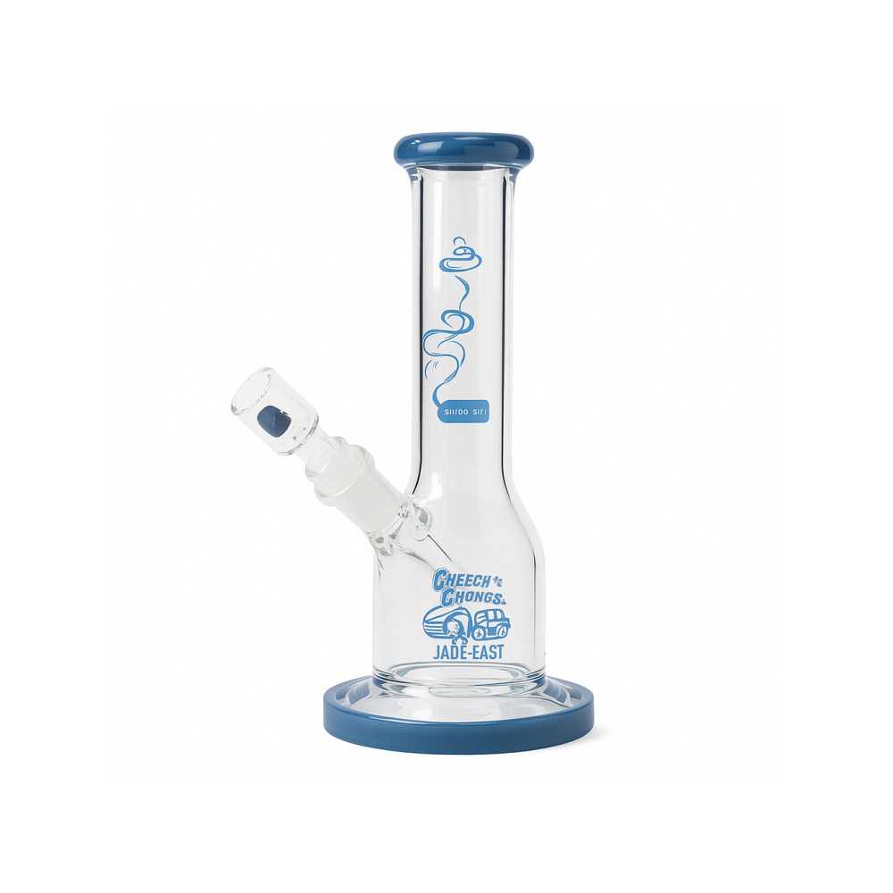 Close-up of the double-tier showerhead percolator inside the Cheech and Chong Jade East bong