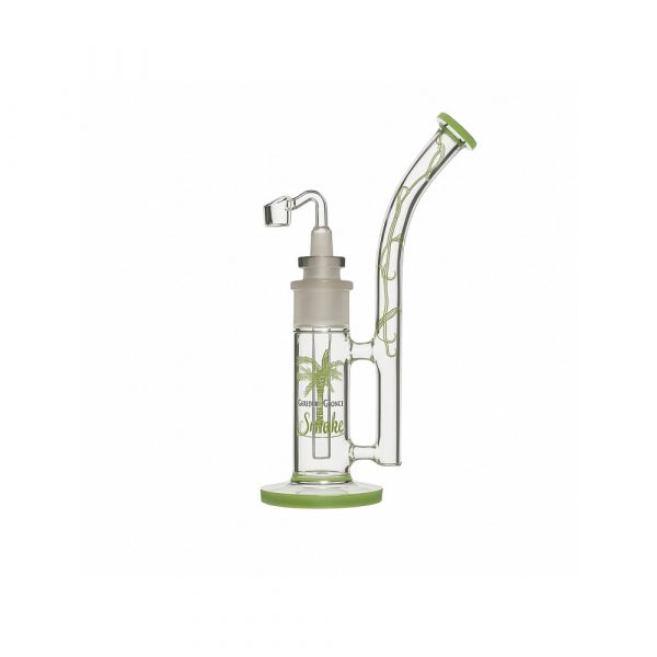 Cheech and Chong Up in Smoke Tied Stick Rig in green borosilicate glass with bent mouthpiece