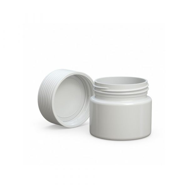 Chubby Gorilla 2oz thick-wall spiral container showing contoured groove surface detail