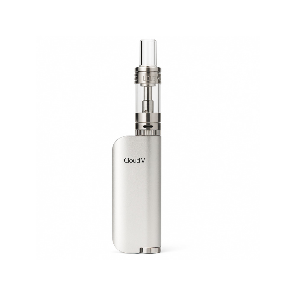 Cloud V Nova Vaporizer Silver base showing battery cap and 18650 battery compartment