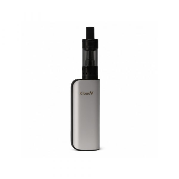 Cloud V Nova Vaporizer Silver full device front view showing LCD display and fire button