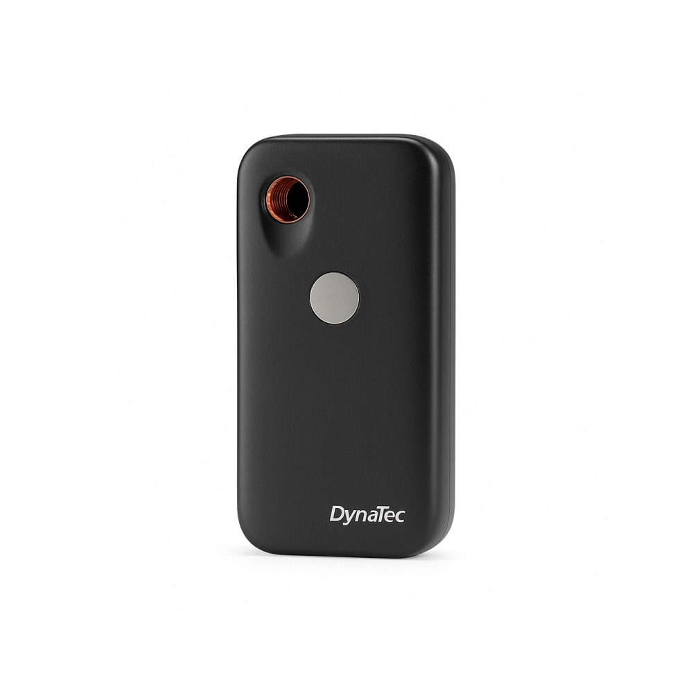 DynaTec Orion V2 induction heater with DynaVap VapCap inserted showing orange LED indicator