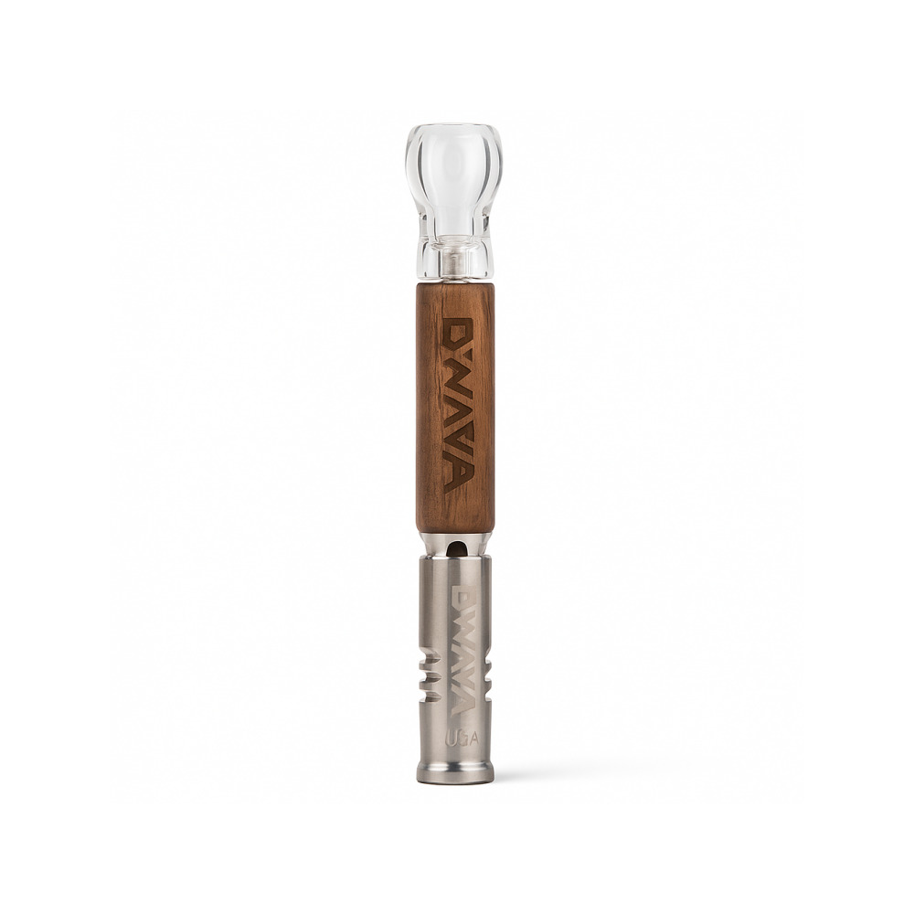 DynaVap 2020 Starter Pack with DynaCoil and Walnut DynaStash laid out on a flat surface showing all included accessories