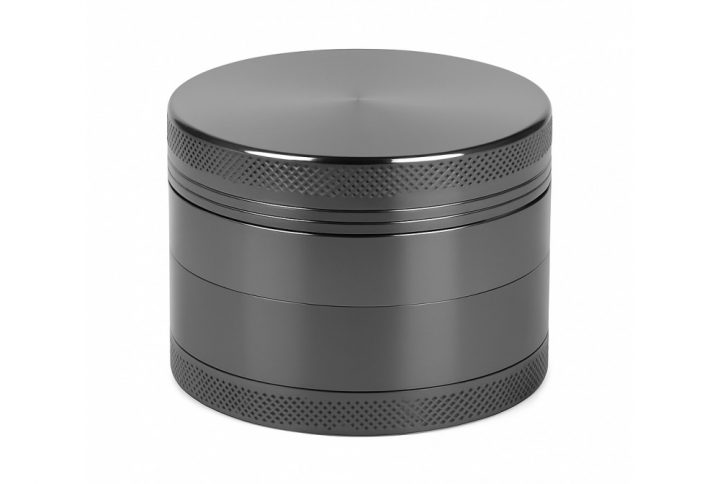 EDIT 4 part herb grinder sifter 2.5in in gunmetal finish showing all four sections separated