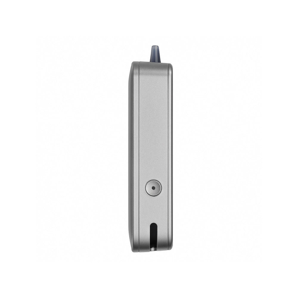 Firefly 2 Plus Oak Silver in hand demonstrating compact ergonomic form factor